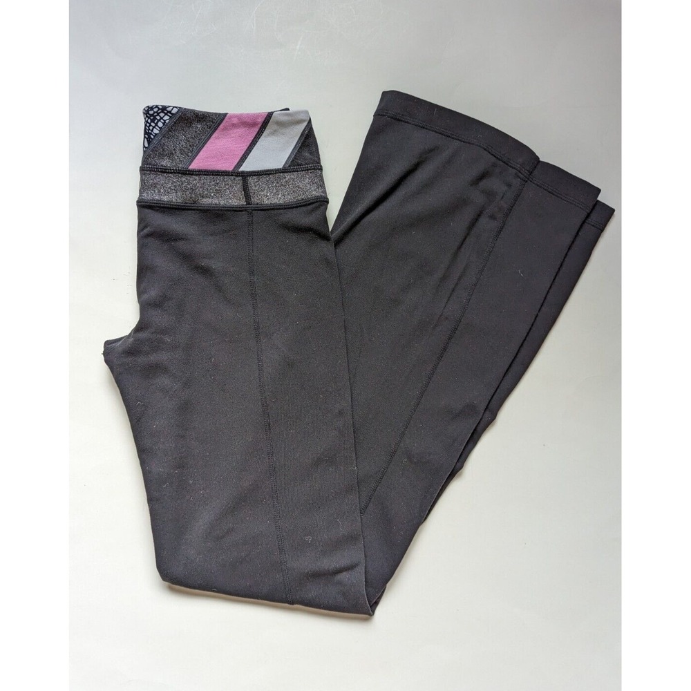 Lululemon Wunder Under Low Rise Black White Pink Leggings Inseam 30" Size 4.